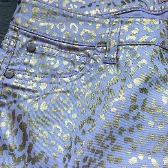 🌸3/$30🌸FIRE Los Angeles | Lilac purple and gold sparkle cheetah jeggings - Picture 5 of 9